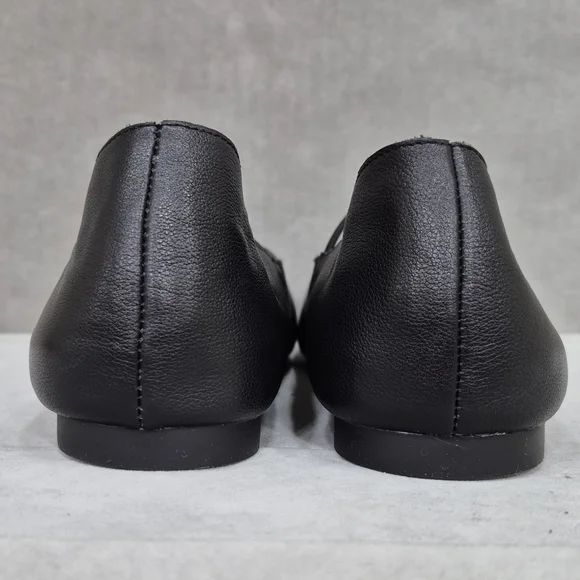 Empress ballet flats women's 40 US 9 black soft leather square toe elastic strap - Picture 5 of 11